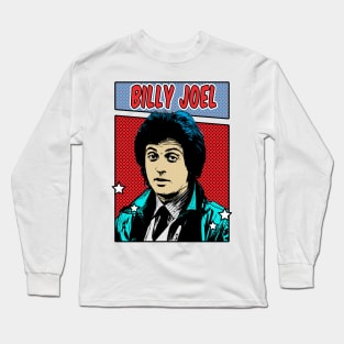 Billy Joel 80s  Pop Art Comic Style Long Sleeve T-Shirt